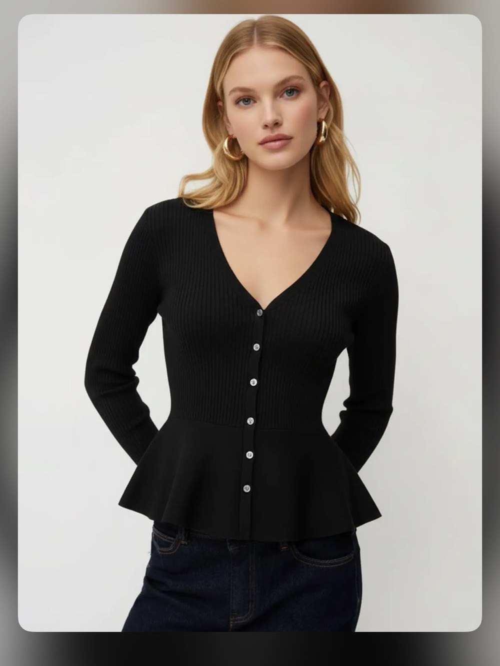 Cider KNIT V-NECK CINCHED WAIST BUTTON CARDIGAN M CR15-34